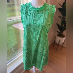 Entro Vibrant Green Embroidered Dress